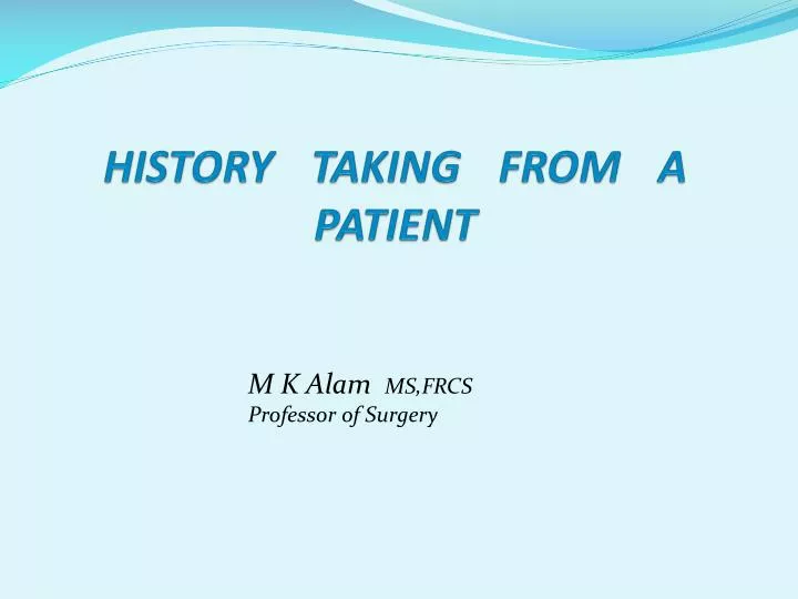 history clinical presentation