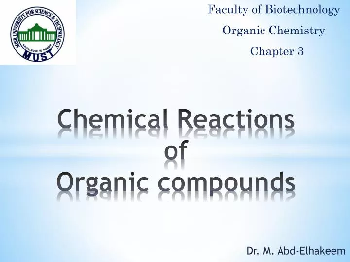 chemical reactions of organic compounds n.