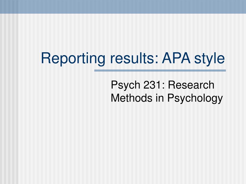 apa style in research reporting