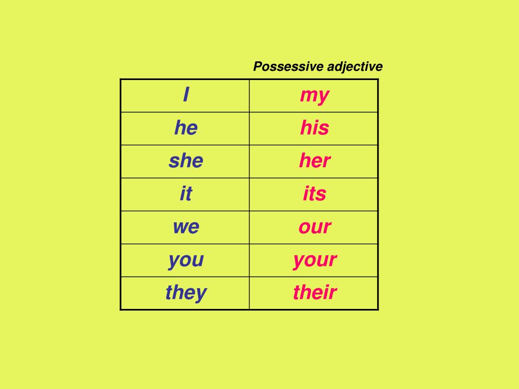 He your. Possessive adjectives. I my you your he his таблица. My his her its our their перевод. I my he his she her it its we our you your they their упражнения.