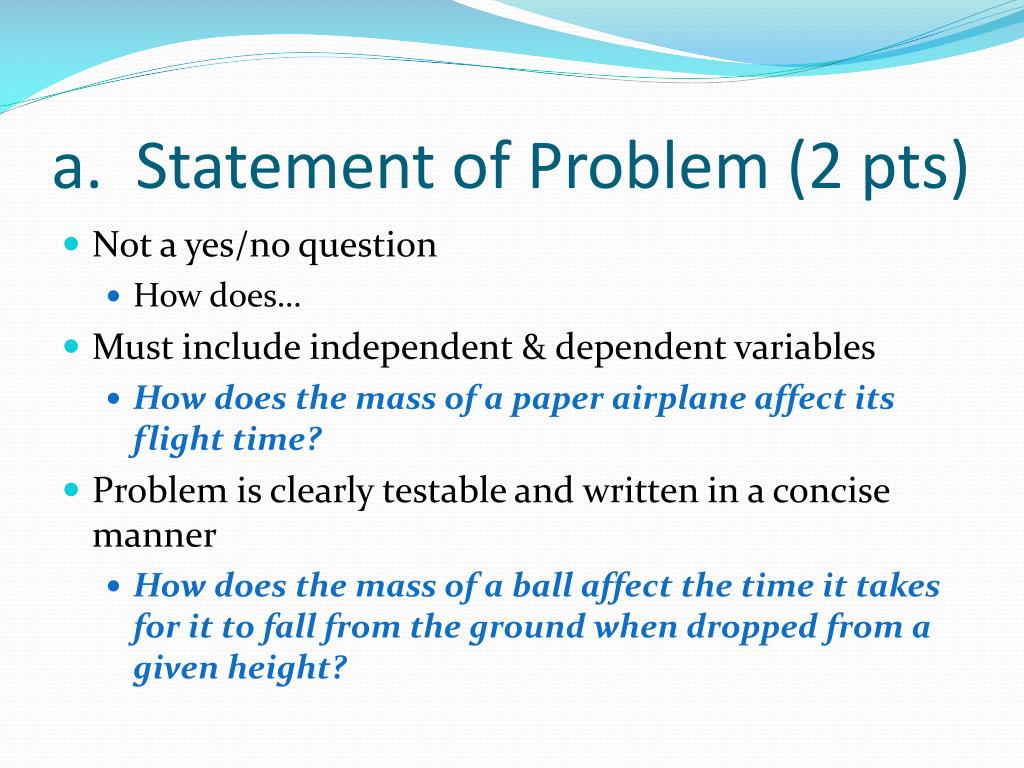 statement of the problem experimental research