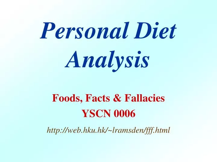 personal diet analysis n.
