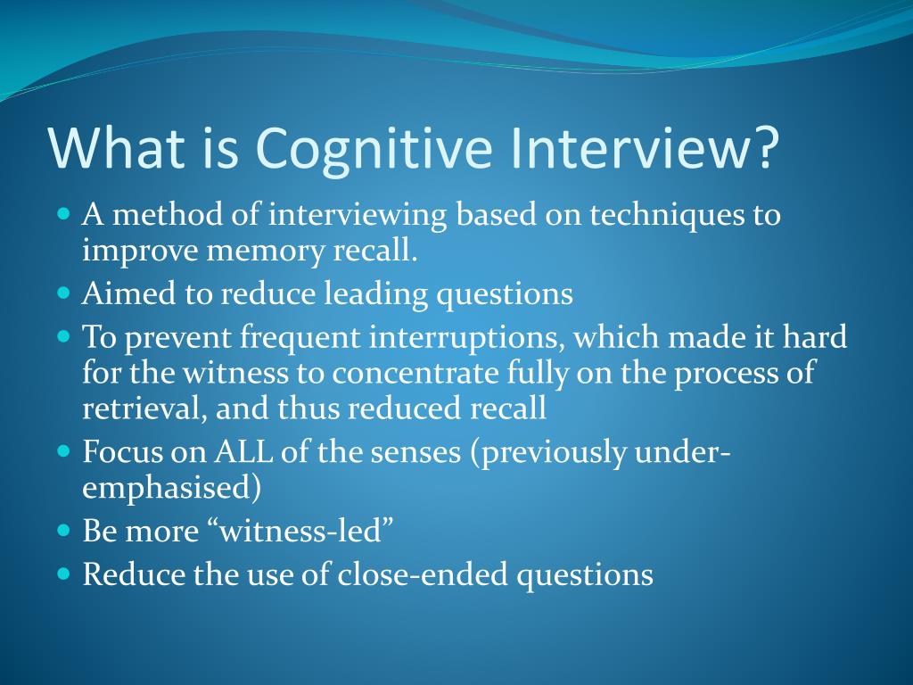 cognitive interview psychology essay