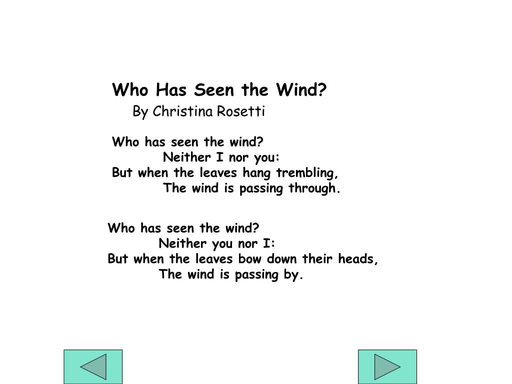 PPT - Who Has Seen the Wind? Part One 3rd Grade, Language Arts ...