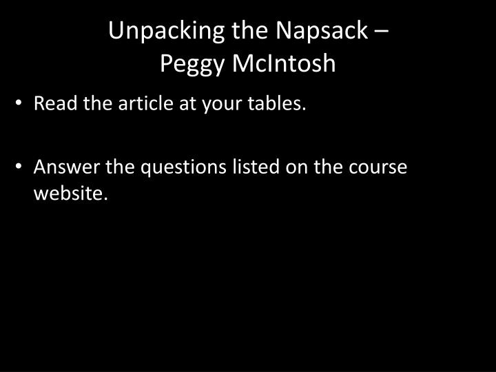 white privilege essay mcintosh Individuals, institutions, and publishers interested in copying my writing on white privilege from: peggy mcintosh white privilege and male privilege. white privilege essay mcintosh Individuals, institutions, and publishers interested in copying my writing on white privilege from: peggy mcintosh white privilege and male privilege.
