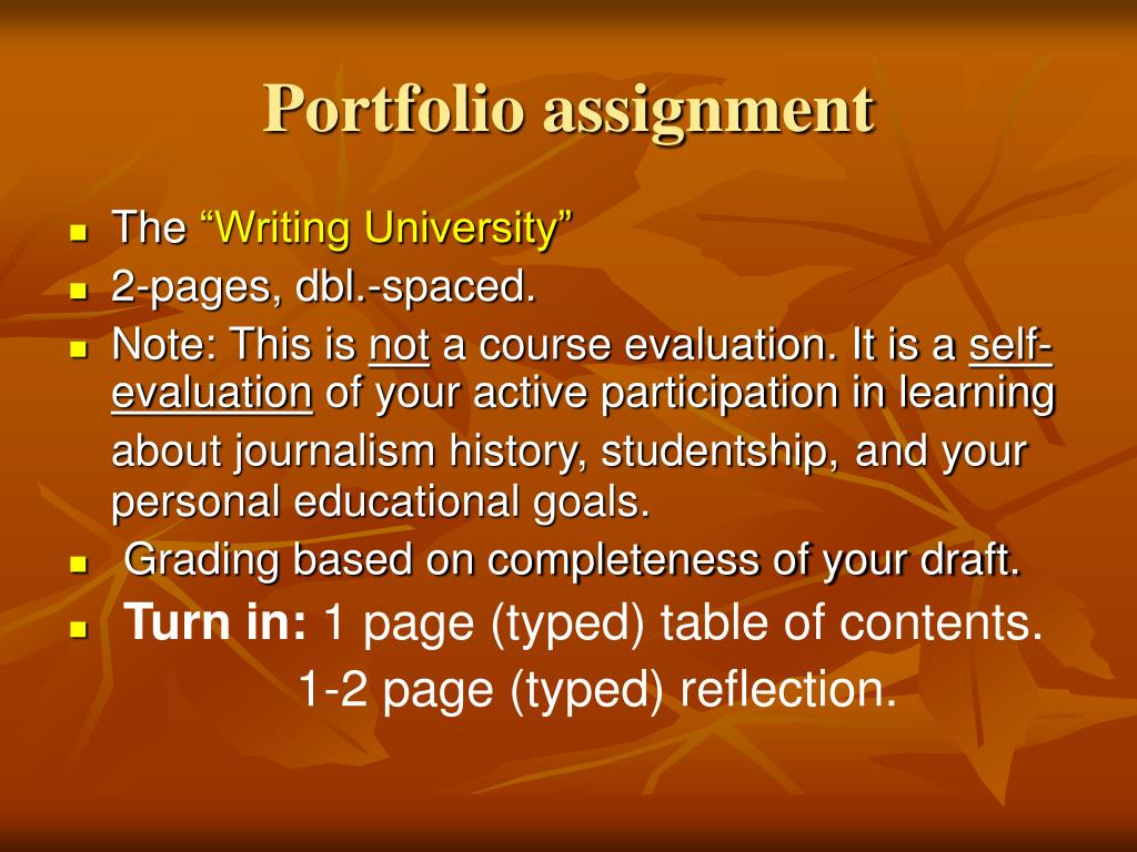 portfolio assignment meaning