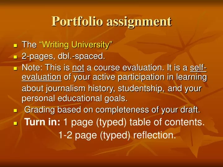 assignment of portfolio