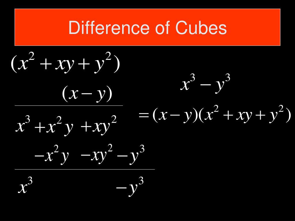 Ppt Factoring The Sum And Difference Of Two Cubes Powerpoint