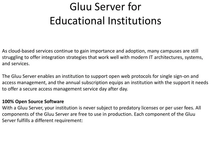 gluu server for educational institutions n.