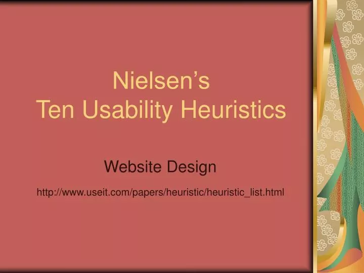 PPT - Nielsen’s Ten Usability Heuristics PowerPoint Presentation, free ...