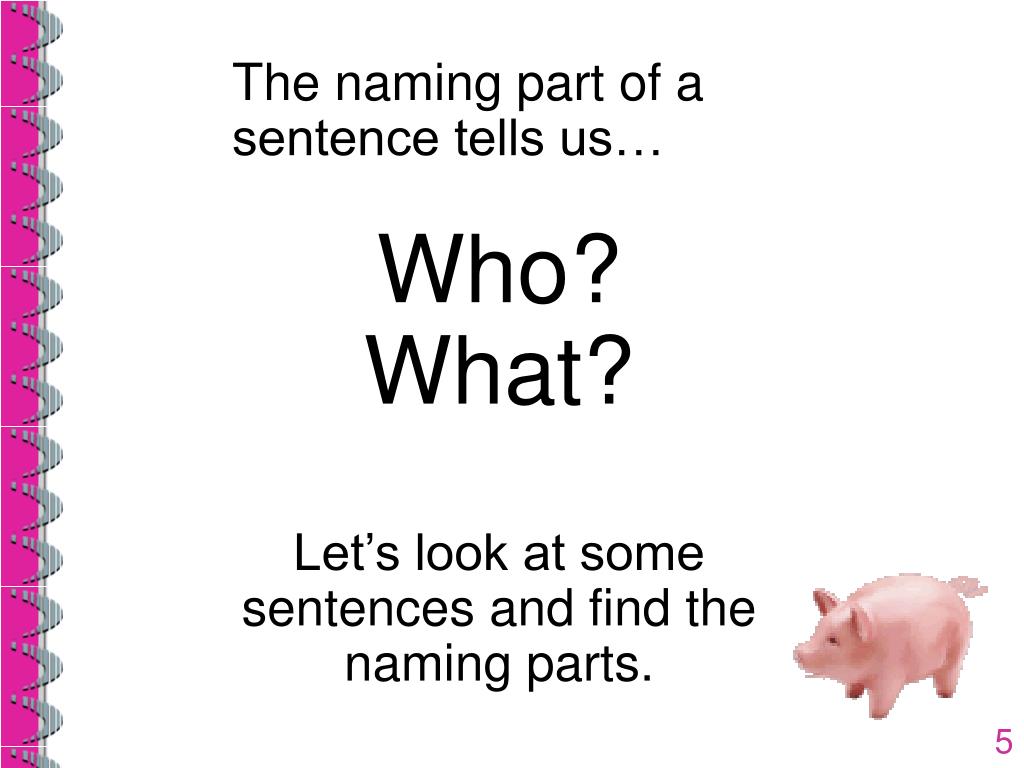 Naming Part Of A Sentence Worksheets 2nd Grade