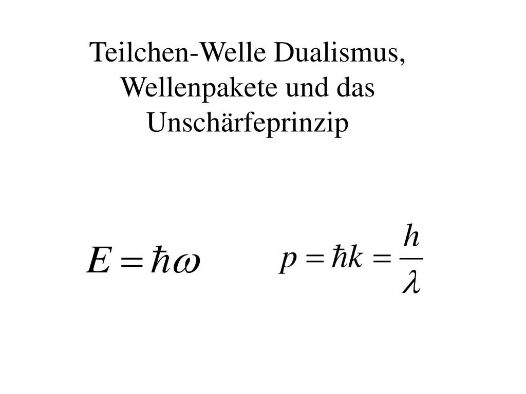 PPT TeilchenWelle Dualismus, Wellenpakete und das Unschärfeprinzip