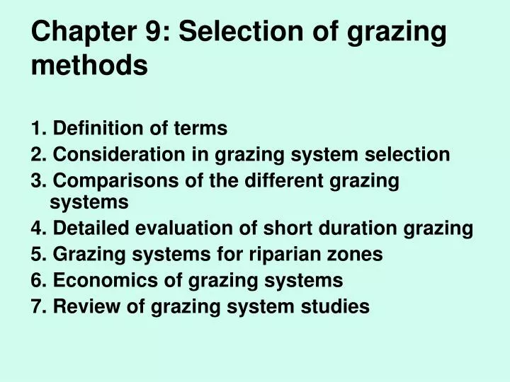 chapter 9 selection of grazing methods n.
