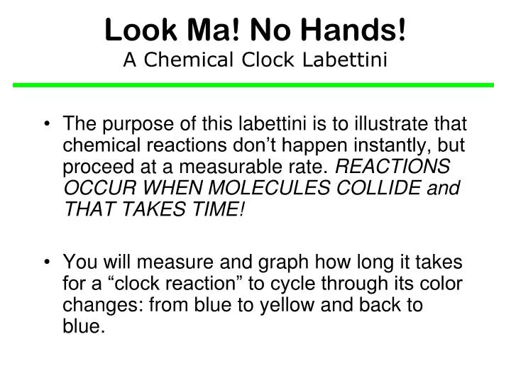 look ma no hands a chemical clock labettini n.