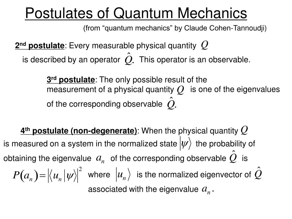 PPT - Postulates Of Quantum Mechanics PowerPoint Presentation, Free ...