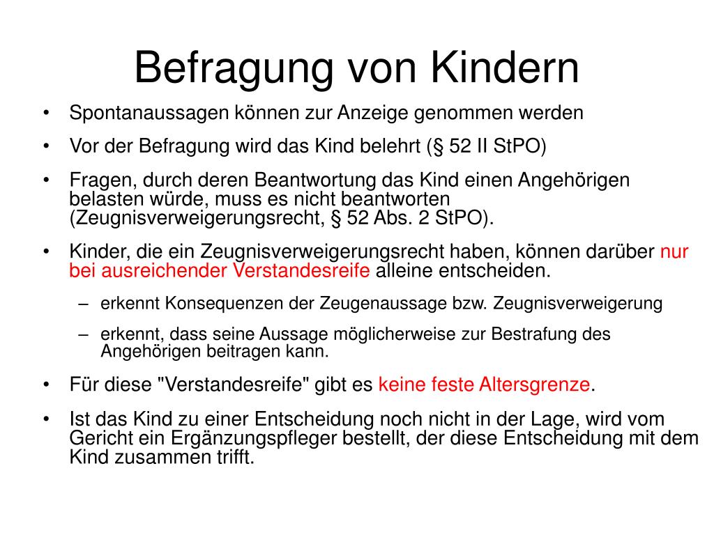 PPT - Zeugnisverweigerungsrecht Minderjähriger PowerPoint Presentation