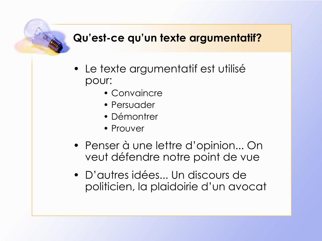PPT - Le texte argumentatif PowerPoint Presentation, free ...