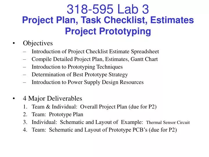ppt project plan task checklist estimates project prototyping