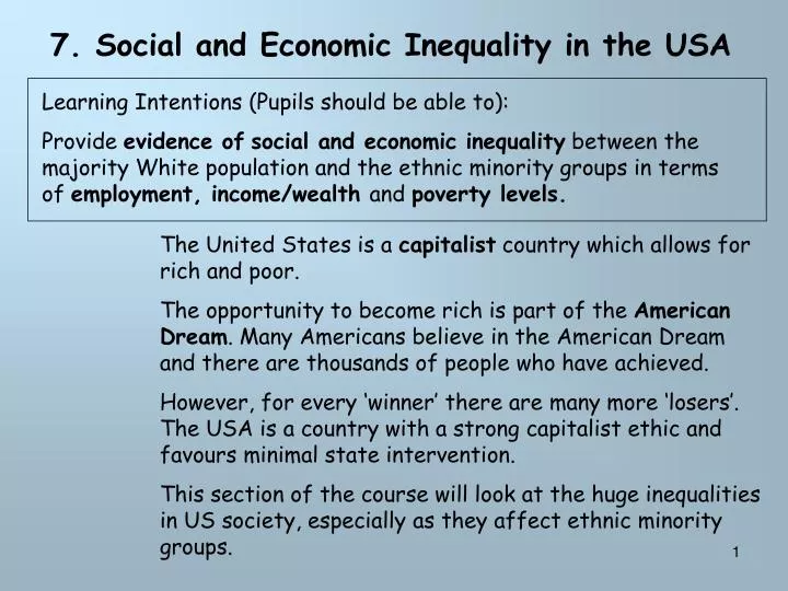 Ppt 7 Social And Economic Inequality In The Usa Powerpoint