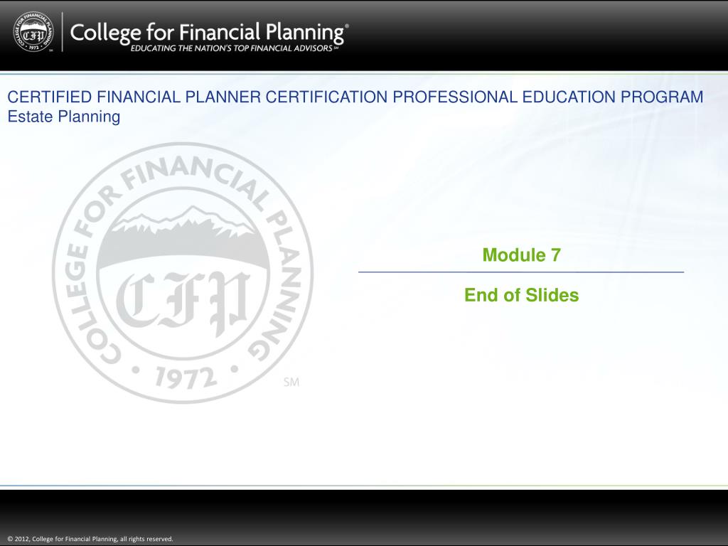 PPT CERTIFIED FINANCIAL PLANNER CERTIFICATION PROFESSIONAL EDUCATION
