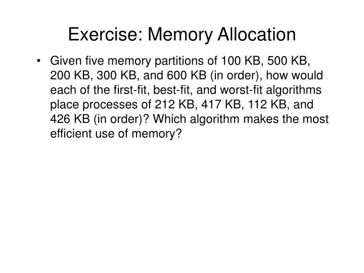 exercise memory allocation n.