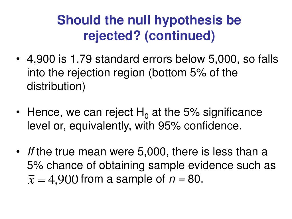 meaning of null hypothesis being rejected
