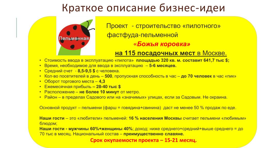 Презентация Бизнес Идея