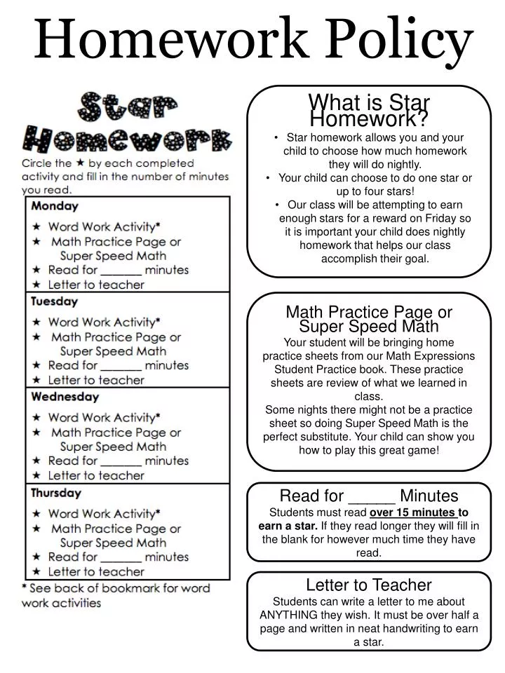 homework policy for third grade