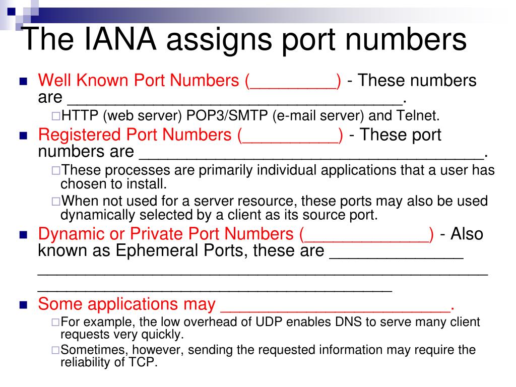 iana port number assignments