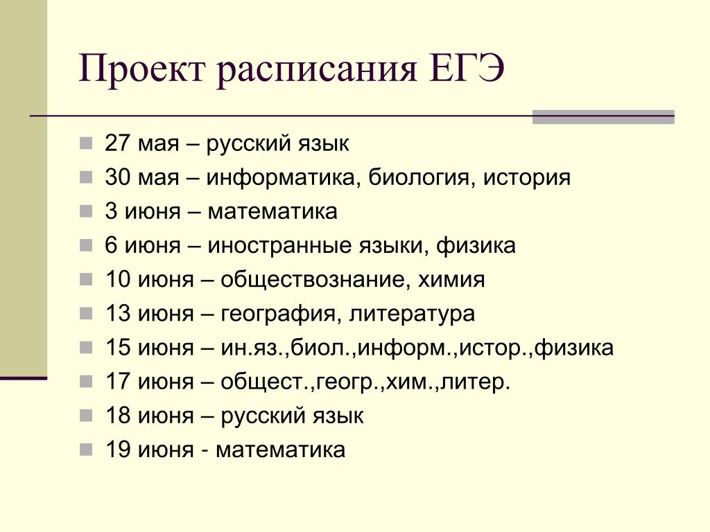 Проект расписания егэ 2025 год Информация для выпускников Официальный сайт МБОУ Алексеевская сош им. летчика-ис