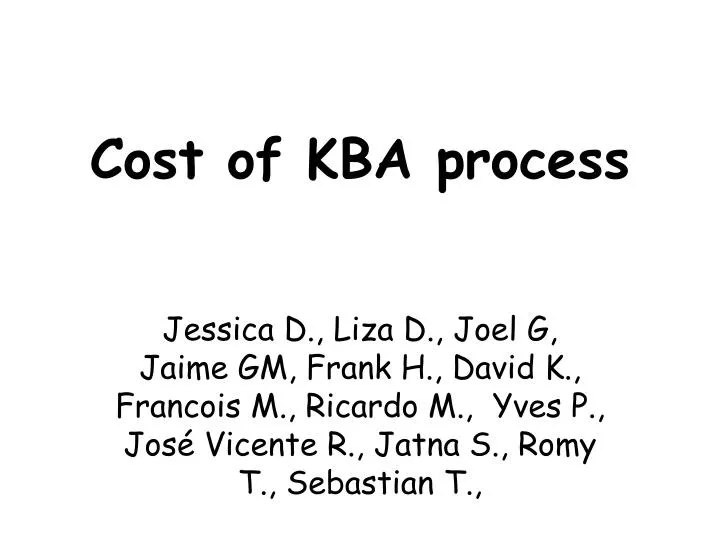 cost of kba process n.