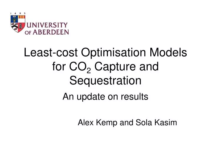 least cost optimisation models for co 2 capture and sequestration n.