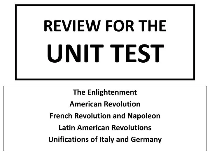 review for the unit test n.