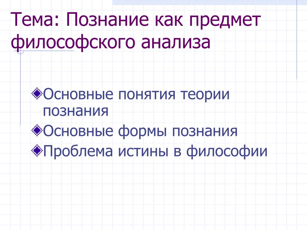 Сознание как объект философского анализа. Познание как предмет философского анализа. «Познание как философская проблема» презентация.