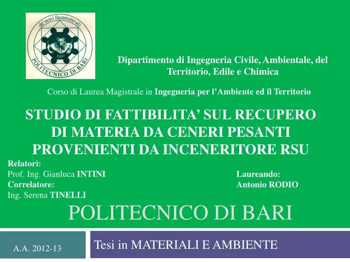 PPT - POLITECNICO DI BARI PowerPoint Presentation, free download -  ID:6441959