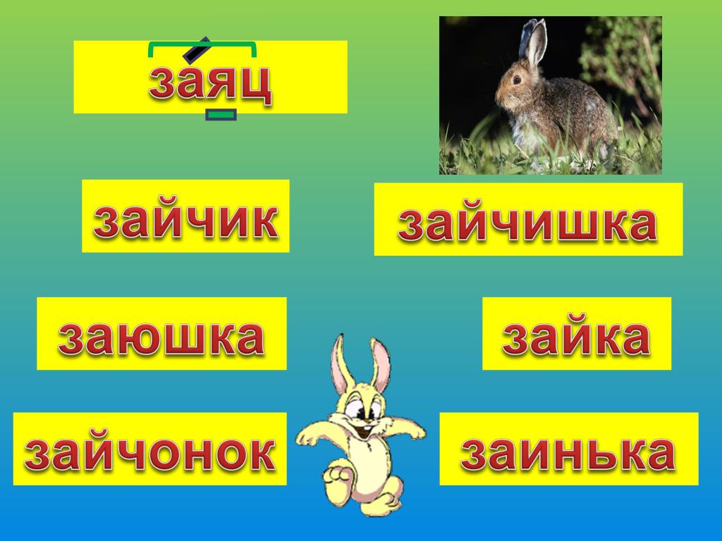 Суффикс слова зайцы. Заяц корень слова. Корень в слове заяц и Зайчонок. Антонимы заяц слова заяц. Зайчонок корень.