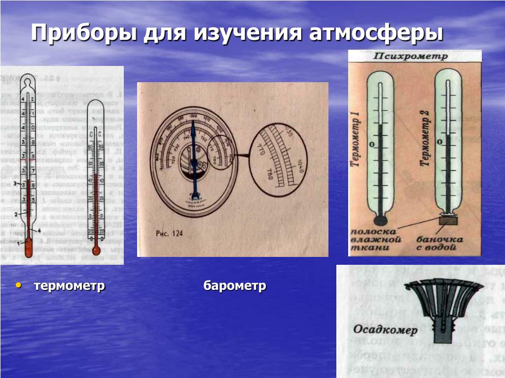 На фотографии изображен прибор который называется термометр. Термометр, барометр, осадкомер,флюгер, гигрометр. Термометр барометр гигрометр осадкомер анемометр термометр. Приборы для изучения атмосферы. Приборы для измерения в географии.