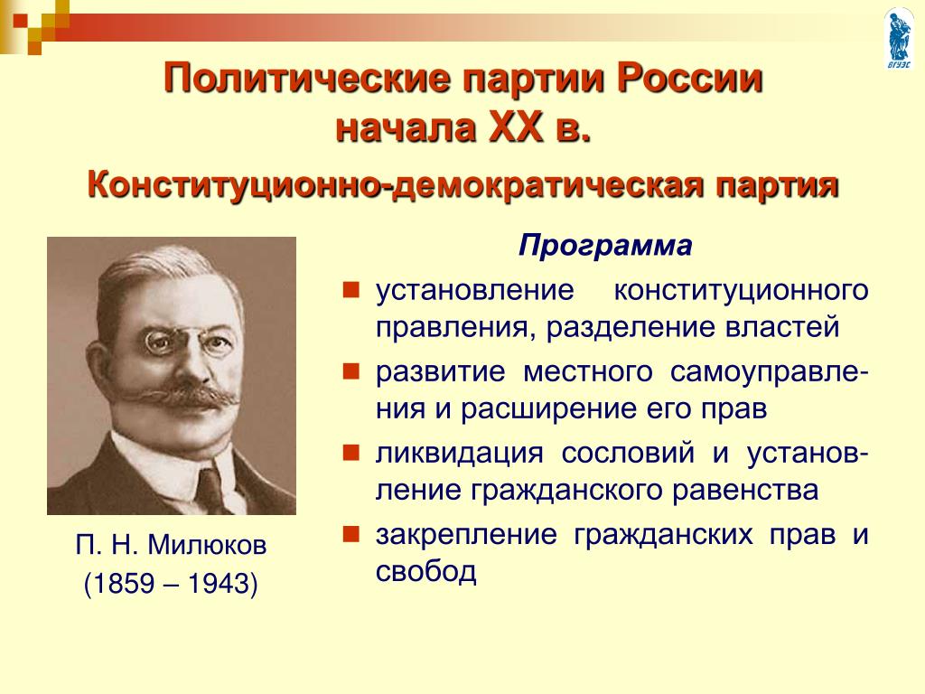 Форма правления россии в начале 20 века. Конституционно-Демократическая партия в России. Один из основателей конституционно-Демократической партии.