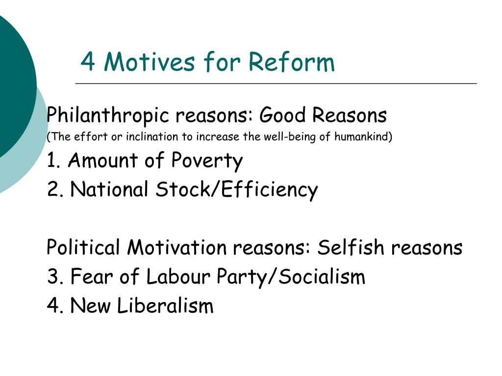 reasons for liberal reforms higher history essay