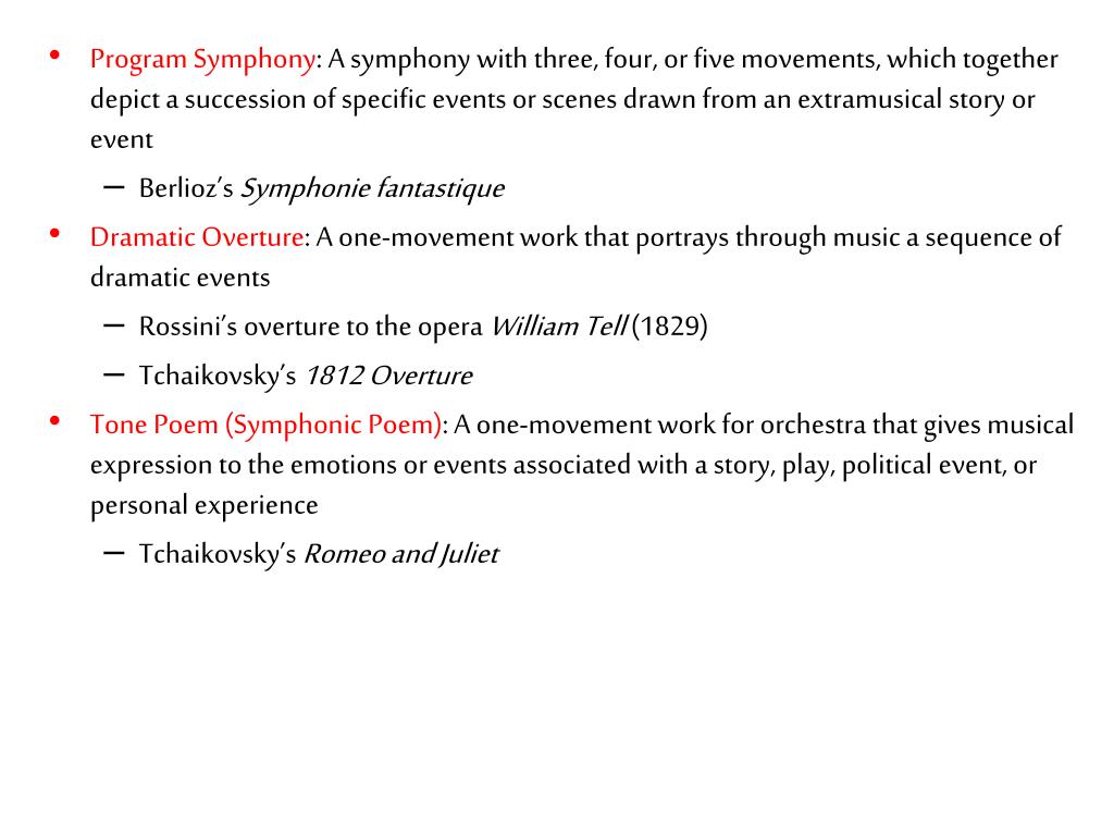 Program Symphony PPT - Chapter 21: Romantic Music: Program Music, Ballet, and Musical ...