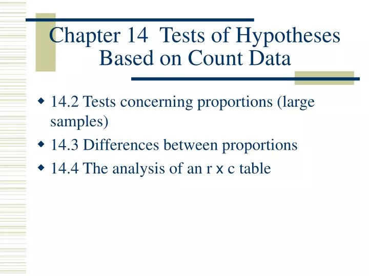 chapter 14 tests of hypotheses based on count data n.