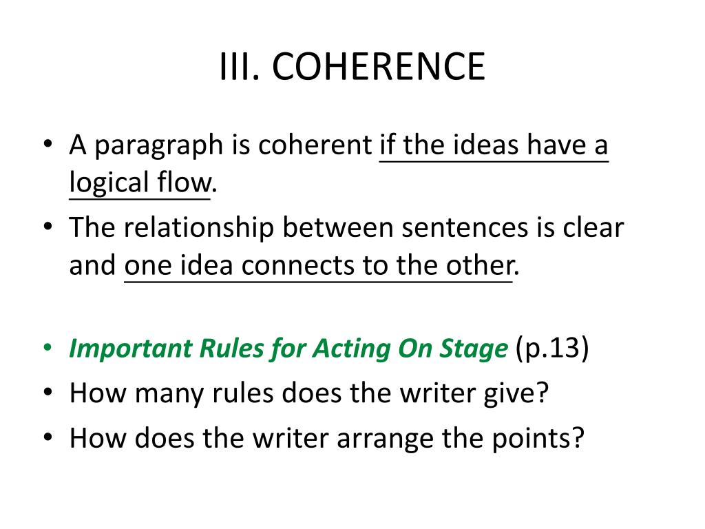 coherence examples sentences coherence examples sentences
