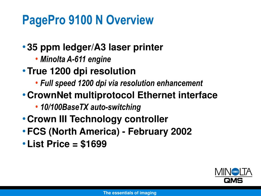 Ppt Minolta Qms Pagepro 9100 N Powerpoint Presentation Free Download Id 6452254