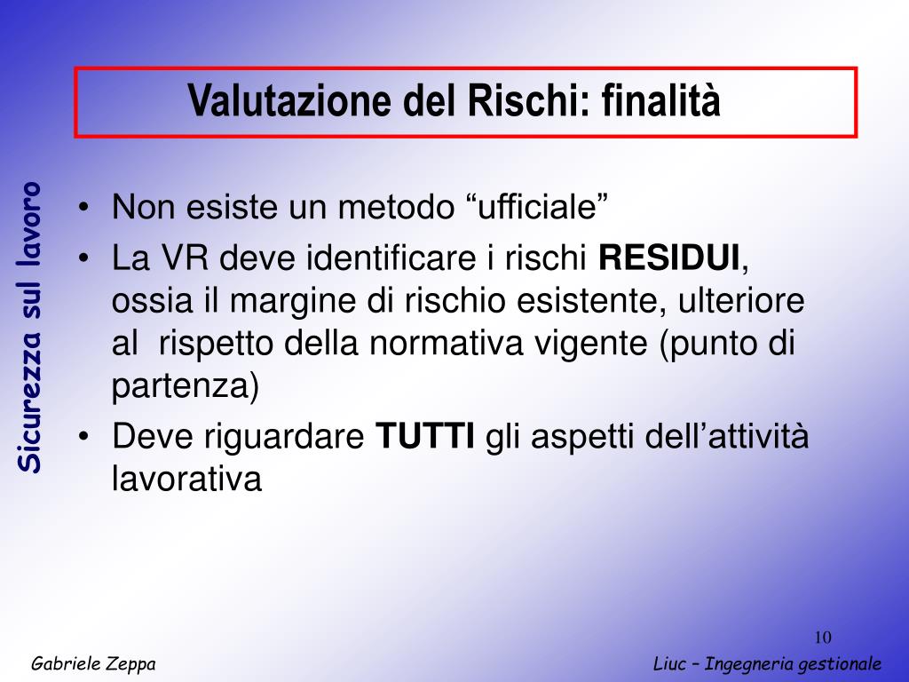 Su Quali Concetti Si Basa La Valutazione Del Rischio PPT - LA VALUTAZIONE DEI RISCHI PowerPoint Presentation, free download