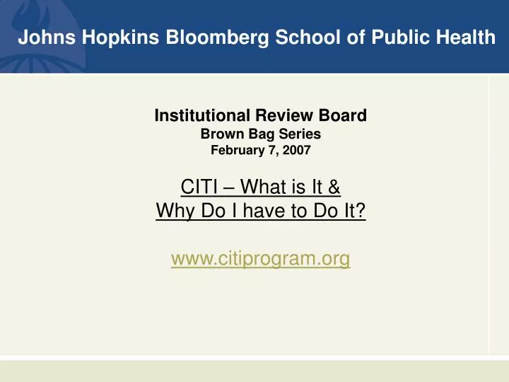PPT - Johns Hopkins Bloomberg School of Public Health PowerPoint 