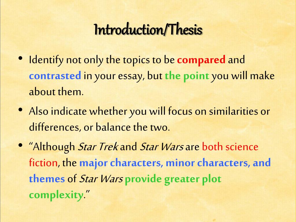 ppt compare and contrast essay powerpoint presentation id introductionthesis identify not only the topics