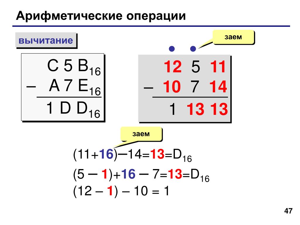 Простые арифметические операции. Вычитание чисел в 16 системе счисления. Шестнадцатиричная система вычитание. Сложение и вычитание в шестнадцатеричной системе счисления. Вычитание в шестнадцатеричной системе счисления.
