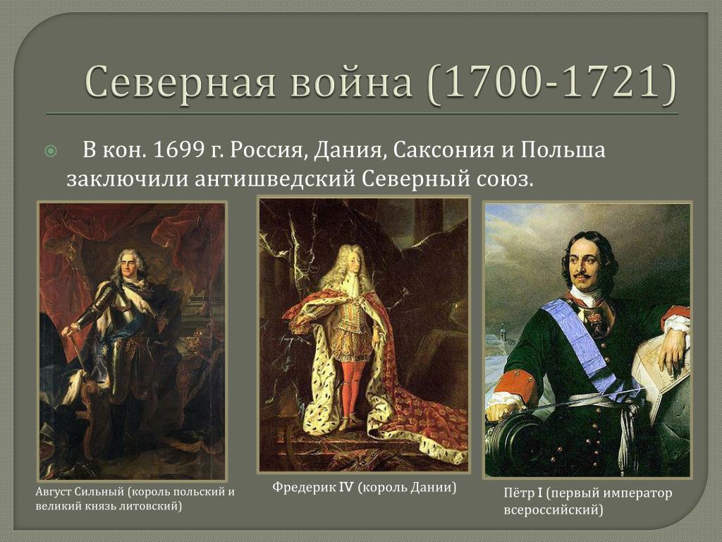 Правление 1700. Король Швеции 1700-1721. Союзники в Северной войне 1700-1721.
