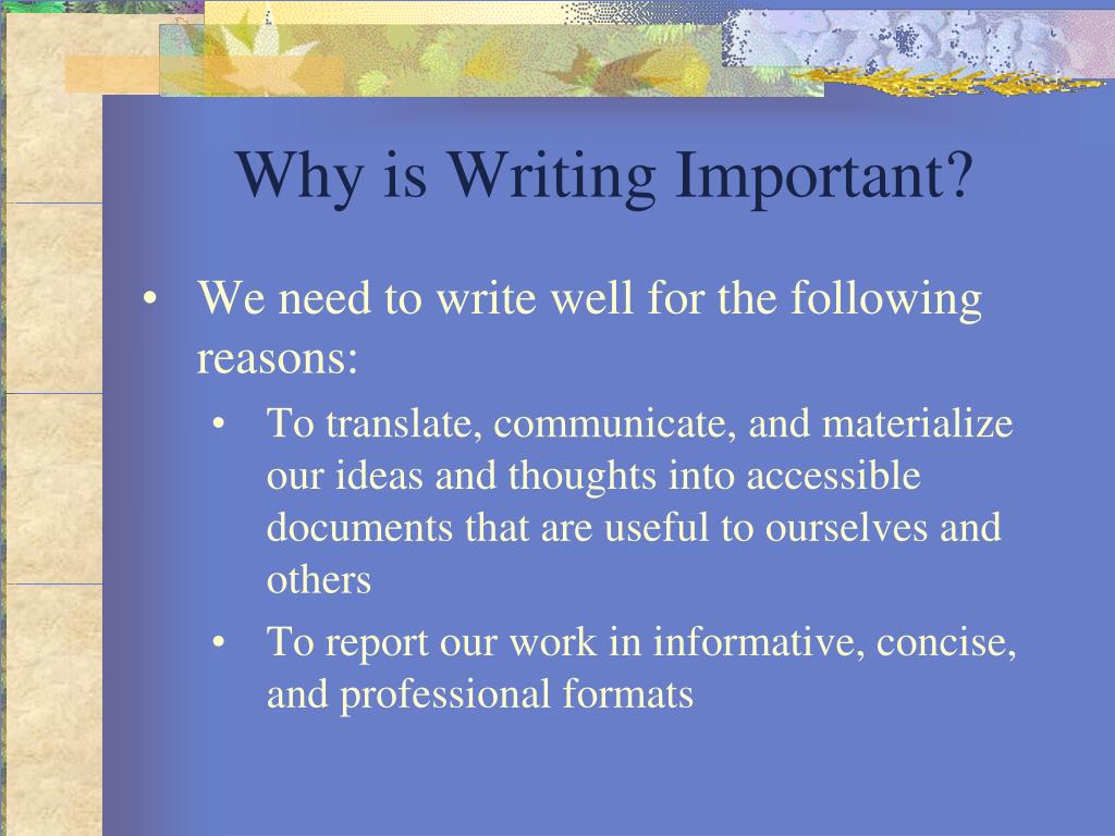 Ppt why are reading and writing important powerpoint presentation 