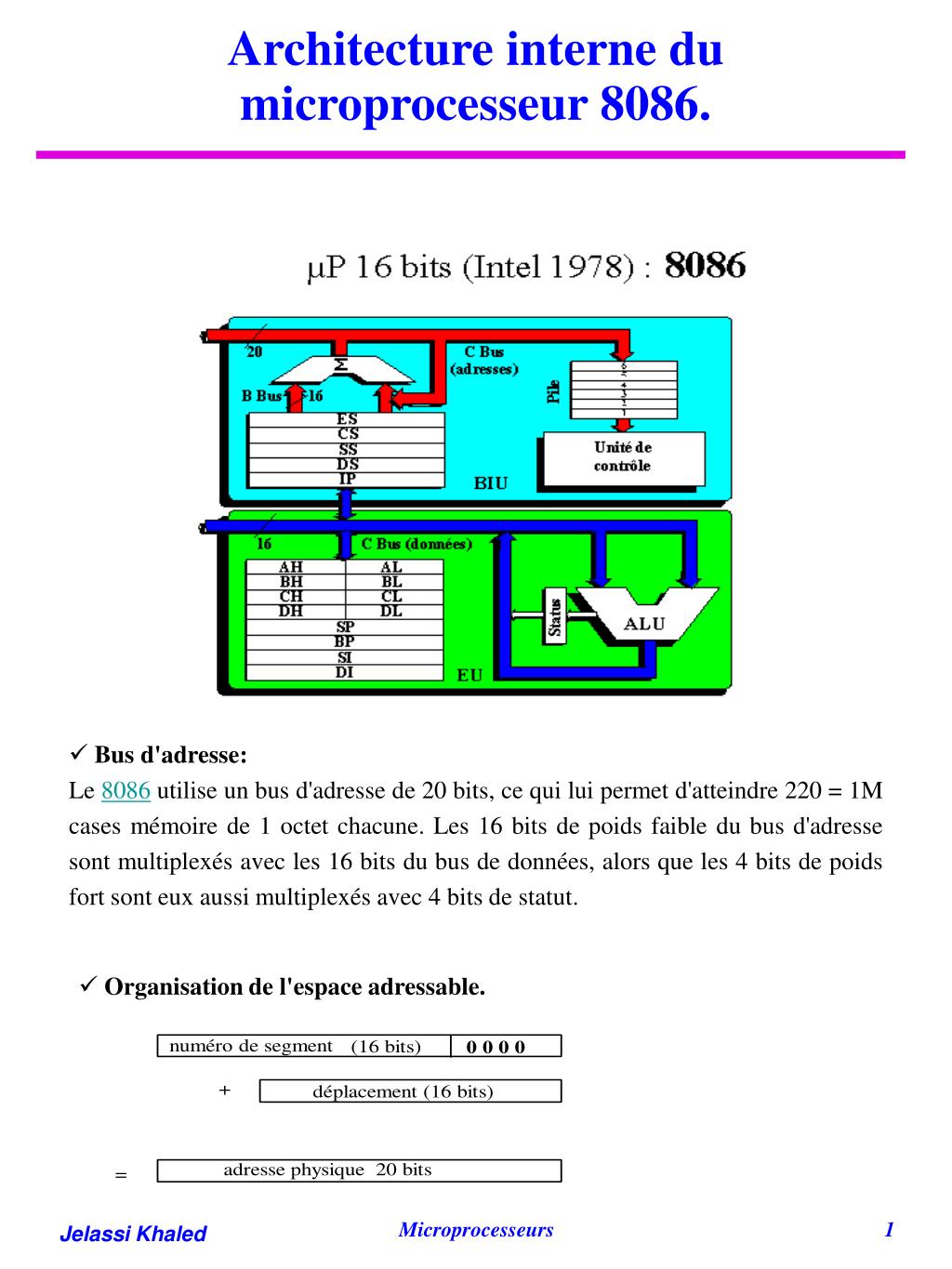 PPT - Architecture interne du microprocesseur 8086. PowerPoint Presentation  - ID:6473960